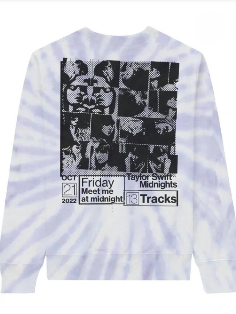 Taylor Swift Midnights Tie Dye Sweatshirt Purple White Large Graphic Crewneck
